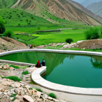 **

"A scenic view of hot springs surrounded by lush green mountains, Pakistan landscape, safe for work, appropriate content, fully clothed people enjoying the view, family-friendly, professional photography, perfect anatomy, natural pose, correct proportions."

**